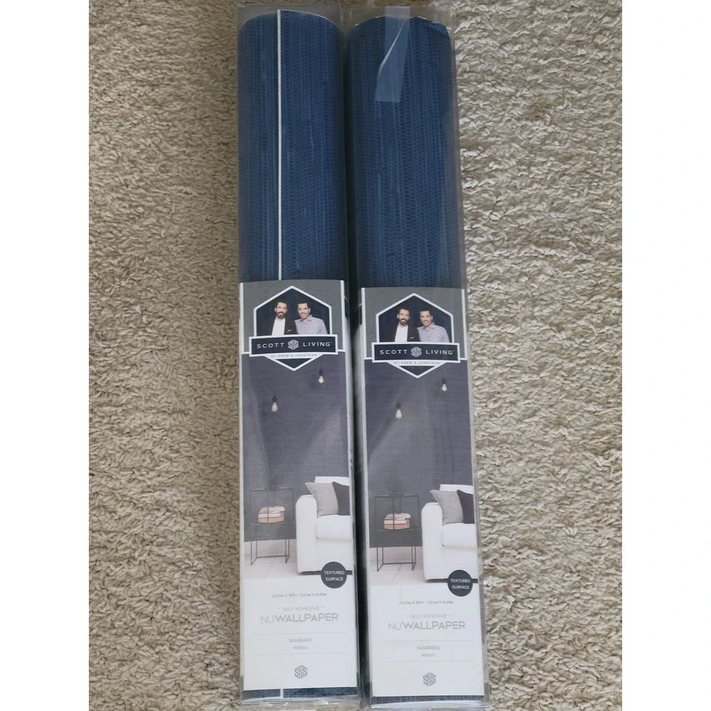 Scott Living Seagrass Indigo Peel Stick Textured Wallpaper 30.75 Sq Ft 2 Rolls